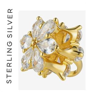 🌟 14K Gold Plated Gold Floral Spacer Charm